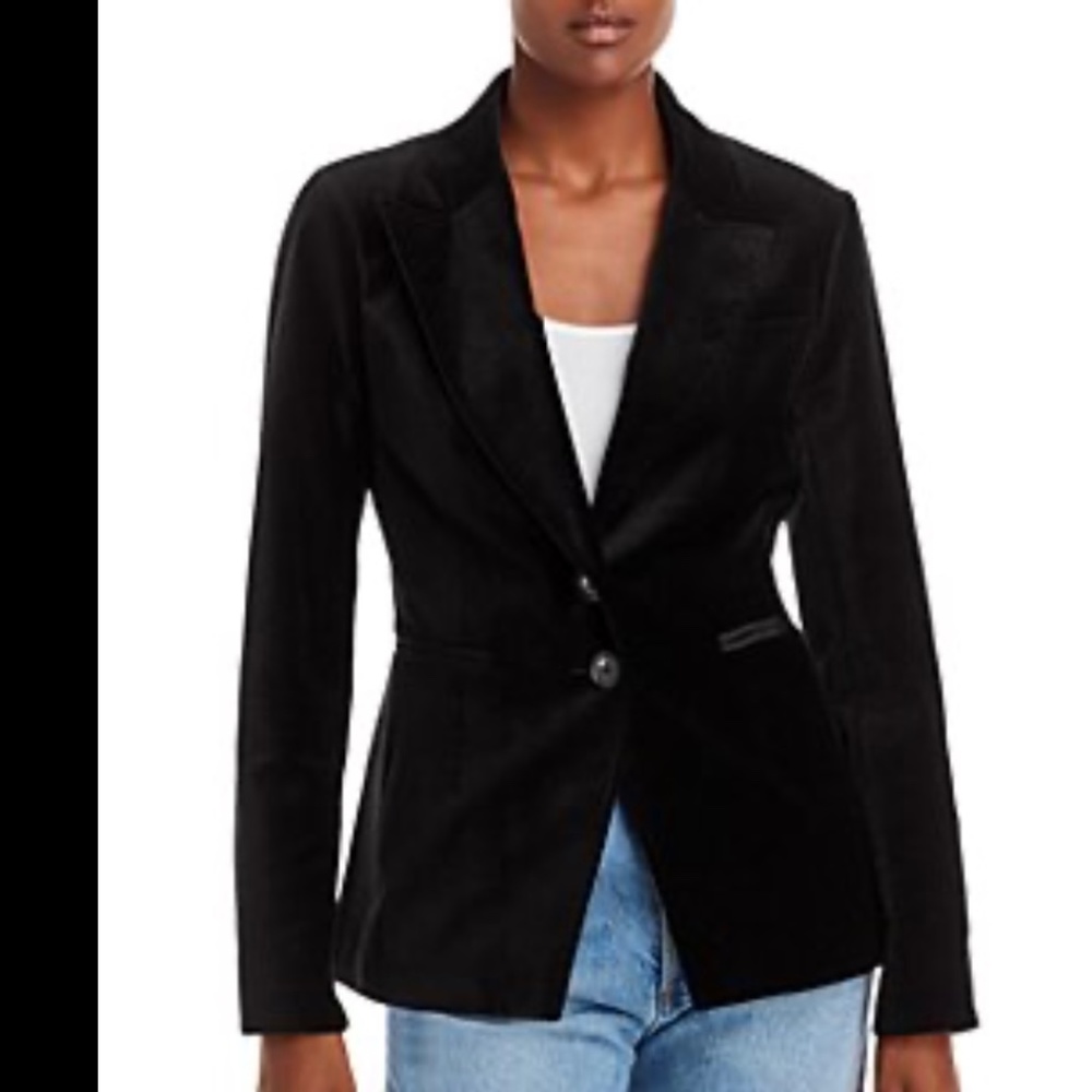 Theory midnight blue velvet 2 button blazer, size 6